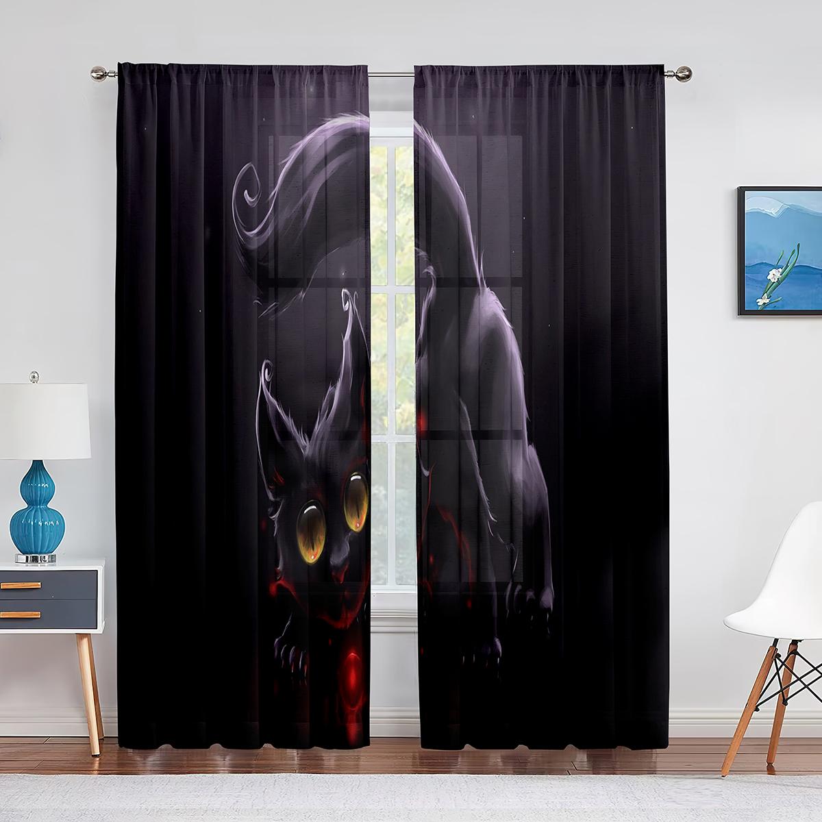 Прозрачная вуаль с милым черным котом — фото 12