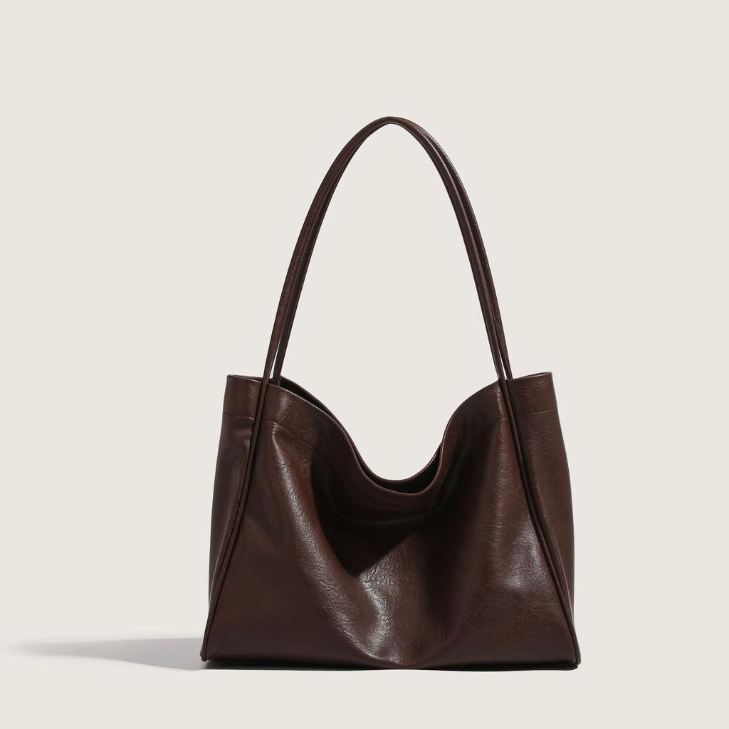 Women's Bag, Maillard Large Capacity Tote Bag, Simple and Casual Texture Soft Leather Commuting Bag, Fashionable Single Shoulder Bag