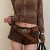 Jeans Decor Cowboy Waistband Vintage Heart PU Hollow Belt Cowgirl Buckle Belt  Dress Decoration