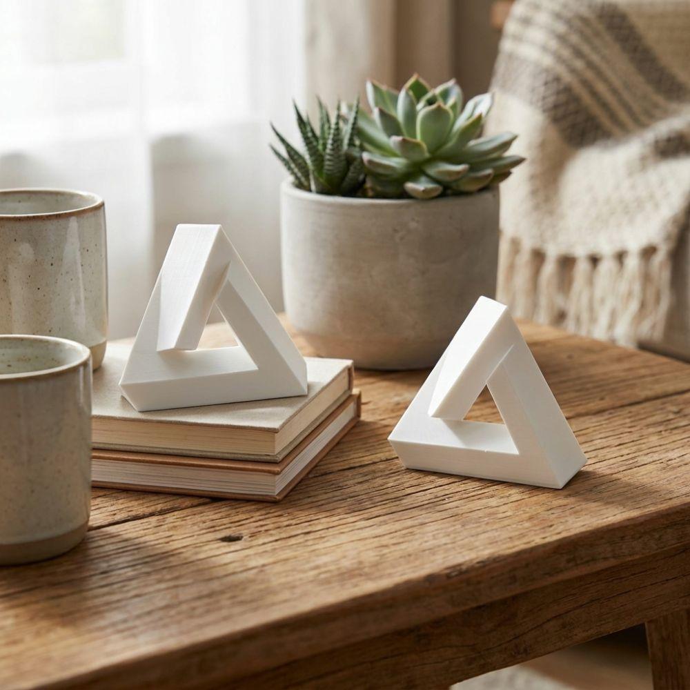 Minimal White Impossible Triangle Ornament Triangle Optical Paradox Craft Decor Novelty Gift