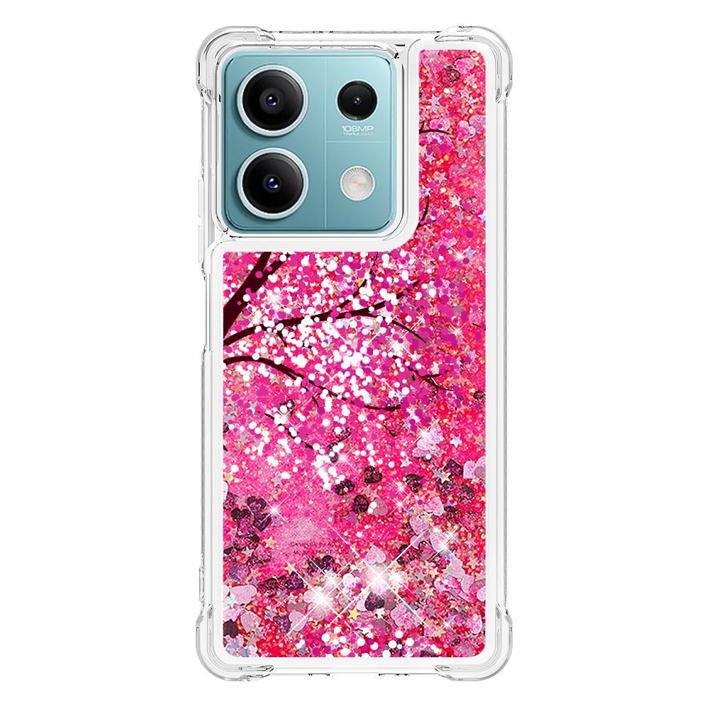 

For Xiaomi Redmi Note 13 5G TPU Case with Quicksand and Pattern Printed Cherry Blossom