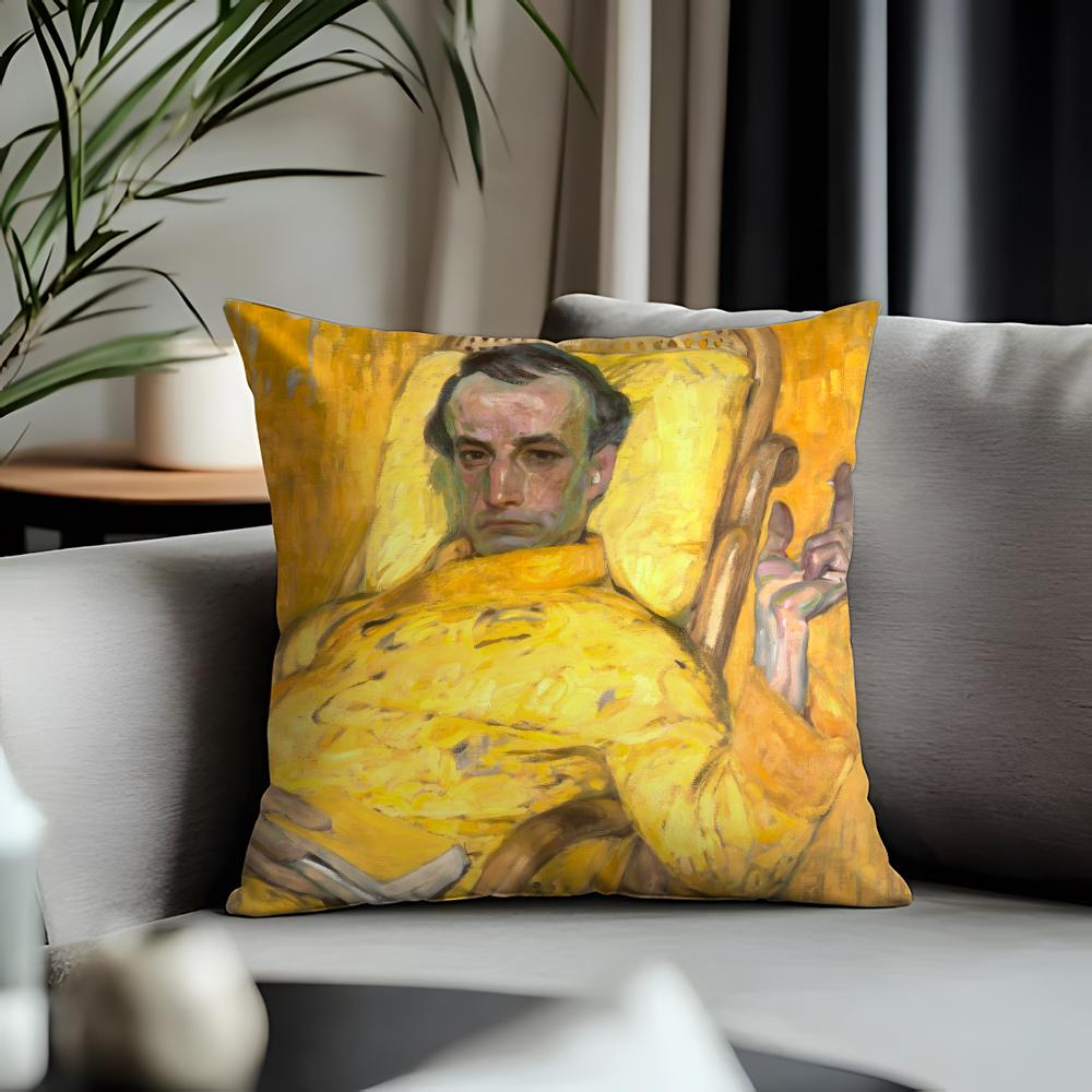 Fashion FFfrantisek Kupkaed Cushion Cover Antidustmite Pillowcase Invisible Zipper Silky Short Plush Sofa Cushion Cover