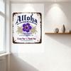 Vintage Aloha Hawaiian Hibiscus Metal Tin Sign with Sorry & Love Messages Retro Rustic Wall Decor for Home Office Bar Man Cave