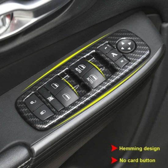 4x Car Window Lift Switch Panel Decor Cover Bezels for Dodge Charger 11+ Carbon