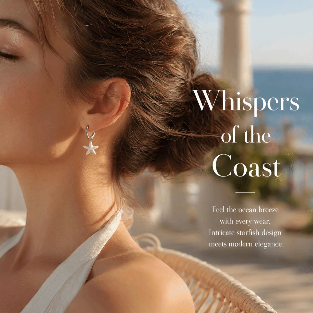 Creative Design Starfish Earrings White Color Ocean Style Earrings Starfish Pendant Earrings Gift