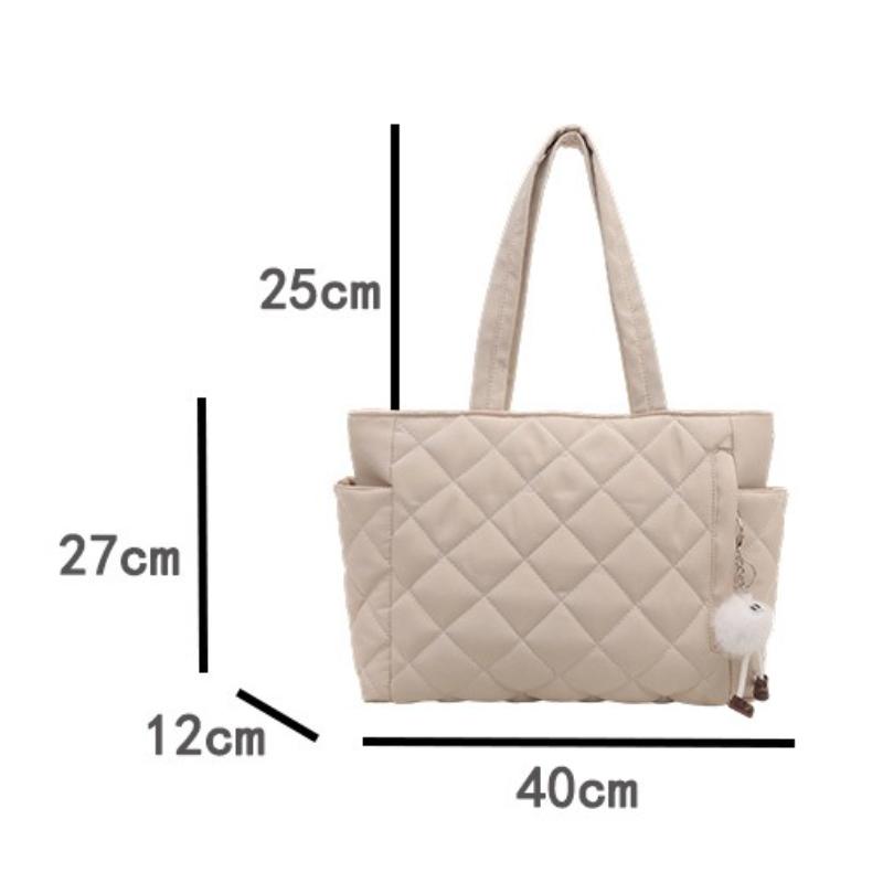 Large Capacity Tote Bag Korean Style Nyl Diamd Pattern Shoulder Bag Women Ins Fashi Commuting Shopping Bag
