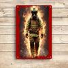1 Piece: A Metal Wall Hanging Plaque Paying Tribute To Firefighters, Featuring a Metallic Texture. Suitable for Living Room Deco