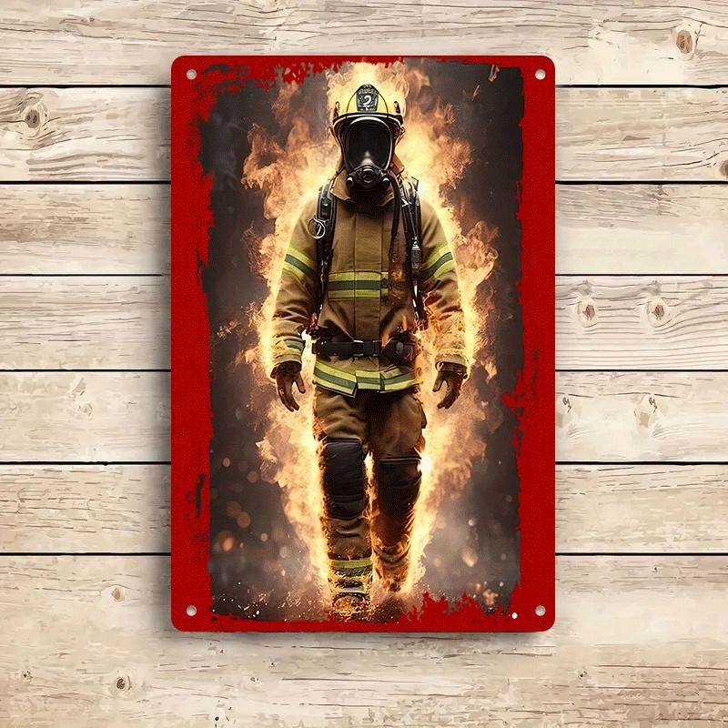 1 Piece: A Metal Wall Hanging Plaque Paying Tribute To Firefighters, Featuring a Metallic Texture. Suitable for Living Room Deco