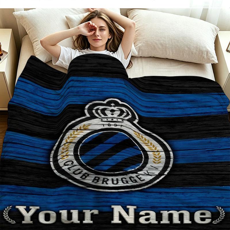 1PC Club Brugge KV Custom Name Patterned Flannel Blanket Suitable For All Seasons for Home Decor Warmth and Comfort Gifts Holiday Present