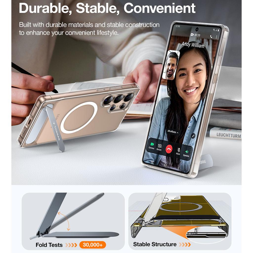 For Samsung Galaxy S25 Ultra Case Kickstand TPU+PC Phone Cover Compatible with MagSafe