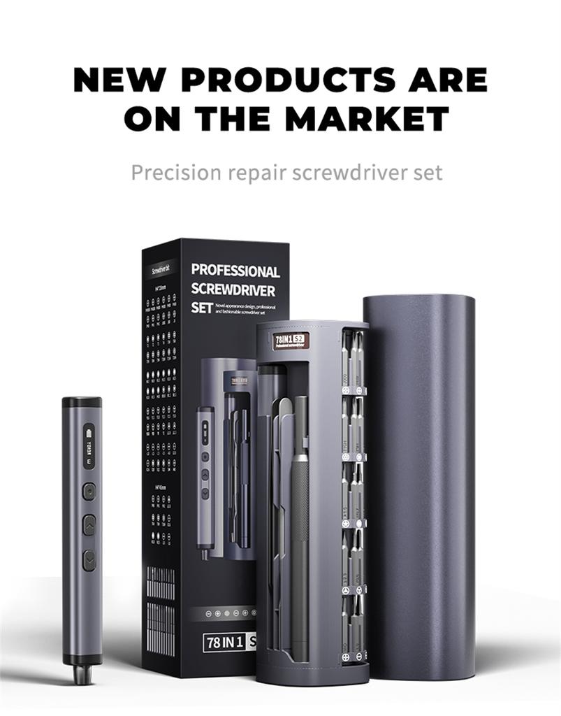 78 In 1 Electric Screwdriver with Square Tube Design Rechargeable and Compact for DIY Home Tasks with Rotating Storage Box