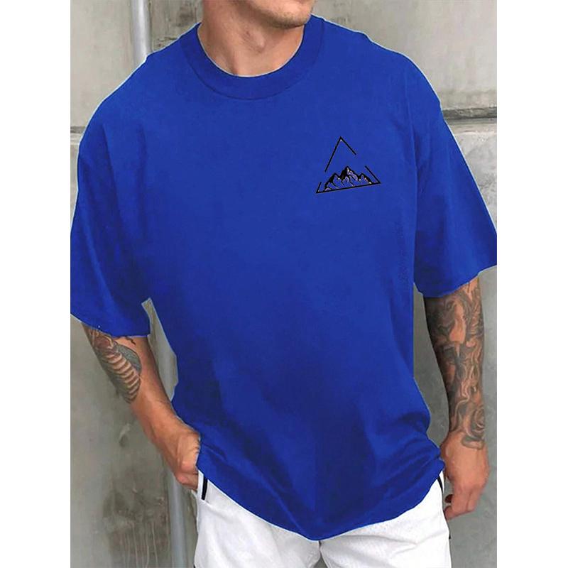 Geometric Mountain Print Short Sleeve T-Shirt For Summer Women Men Casual Fashion Unisex Short Sleeve Trend Streetwear Tops