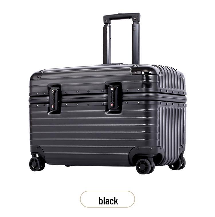 18-Inch Flip-Top Carry-On Suitcase with 20-Inch Aluminum Frame, Universal Wheels, and Small Lock for Men and Women