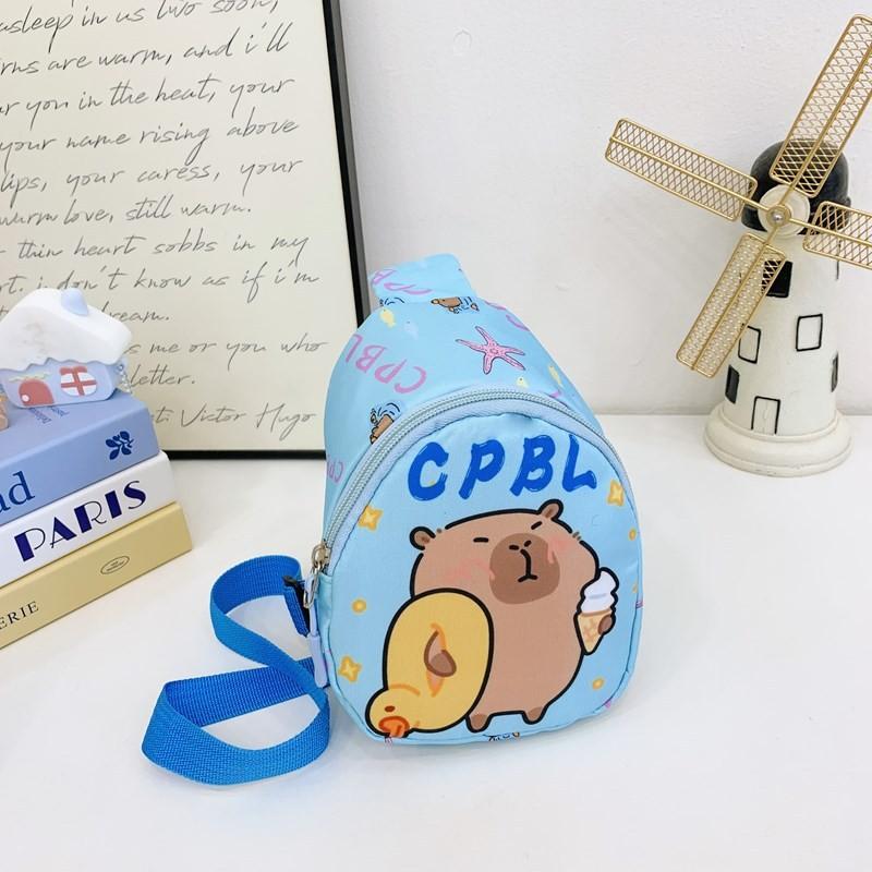 Cartoon Capybara Fun Kids Shoulder Bags Printed Animal Nylon Play Daily Use