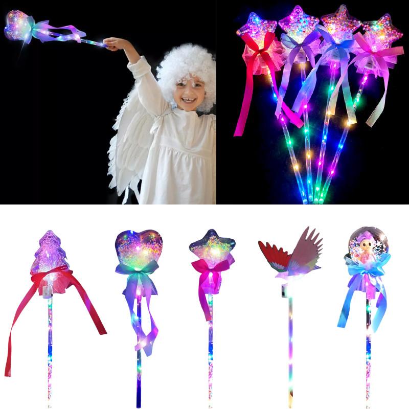 Light Led Up Sticks Toy Christmas Tree Pentagram Princess Flash Wand Prop Party