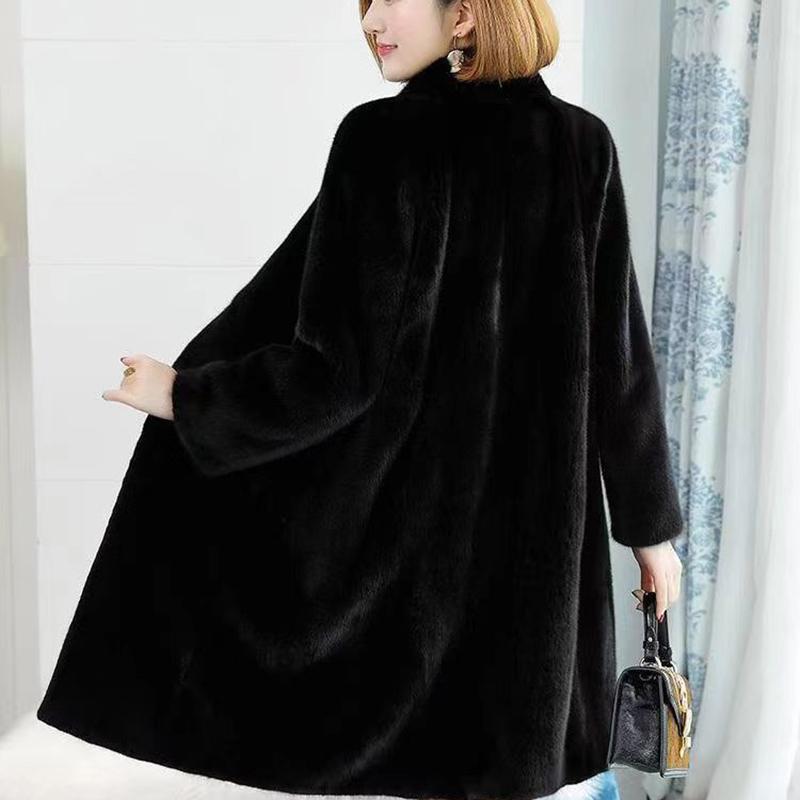 Women's Fur Coat Autumn Winter Stand Overcoat Coats Mid Length