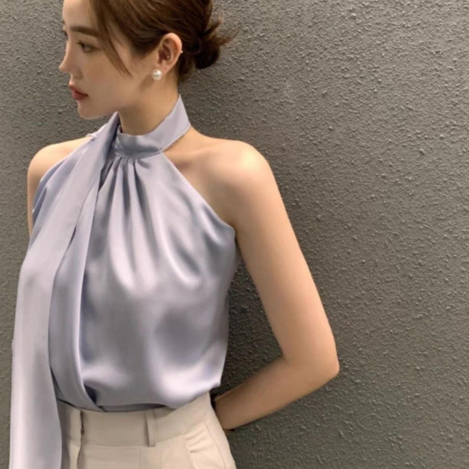 

Необычный дизайн, халтер, без бретелей, сексуальный французский топ с открытой спиной S синий