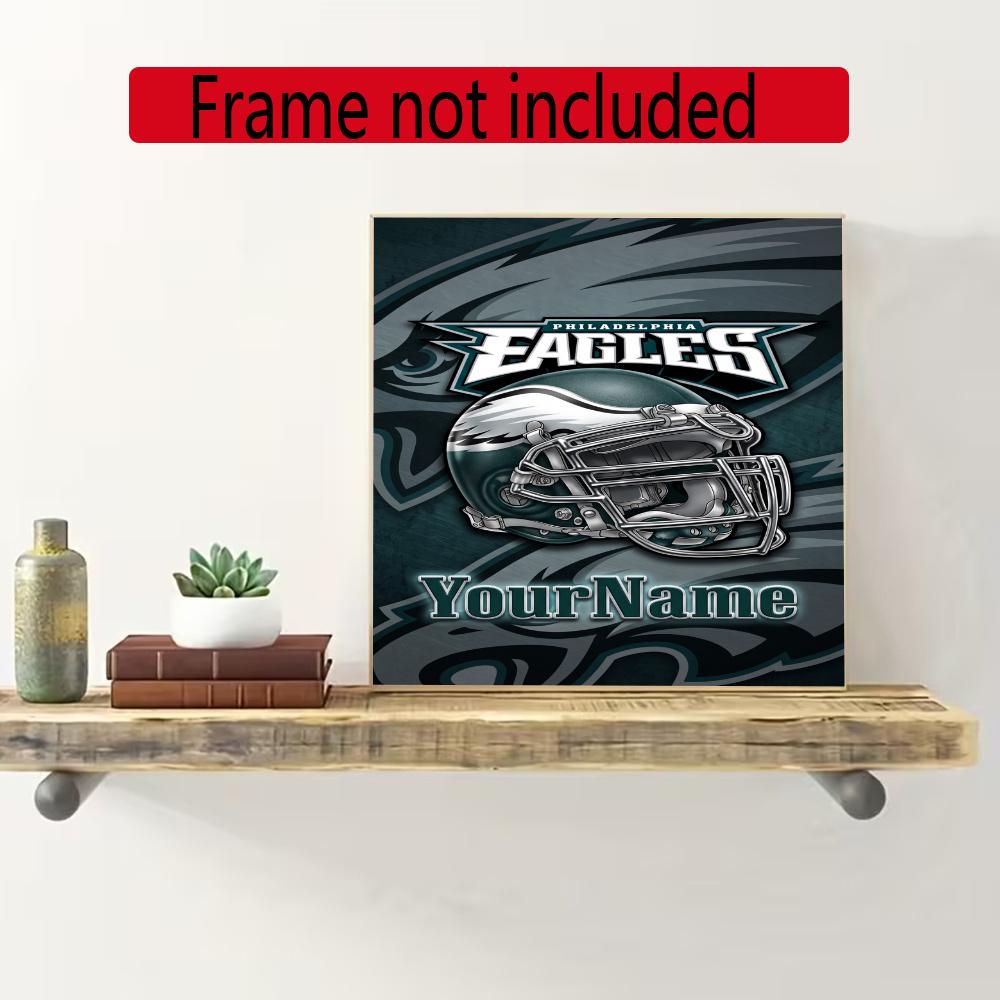 Philadelphia Eagles Personalized Text Diamond Painting Round Diamond Mosaic Rhinestones Diamond Embroidery Craft Kit Wall Decor Without Frame
