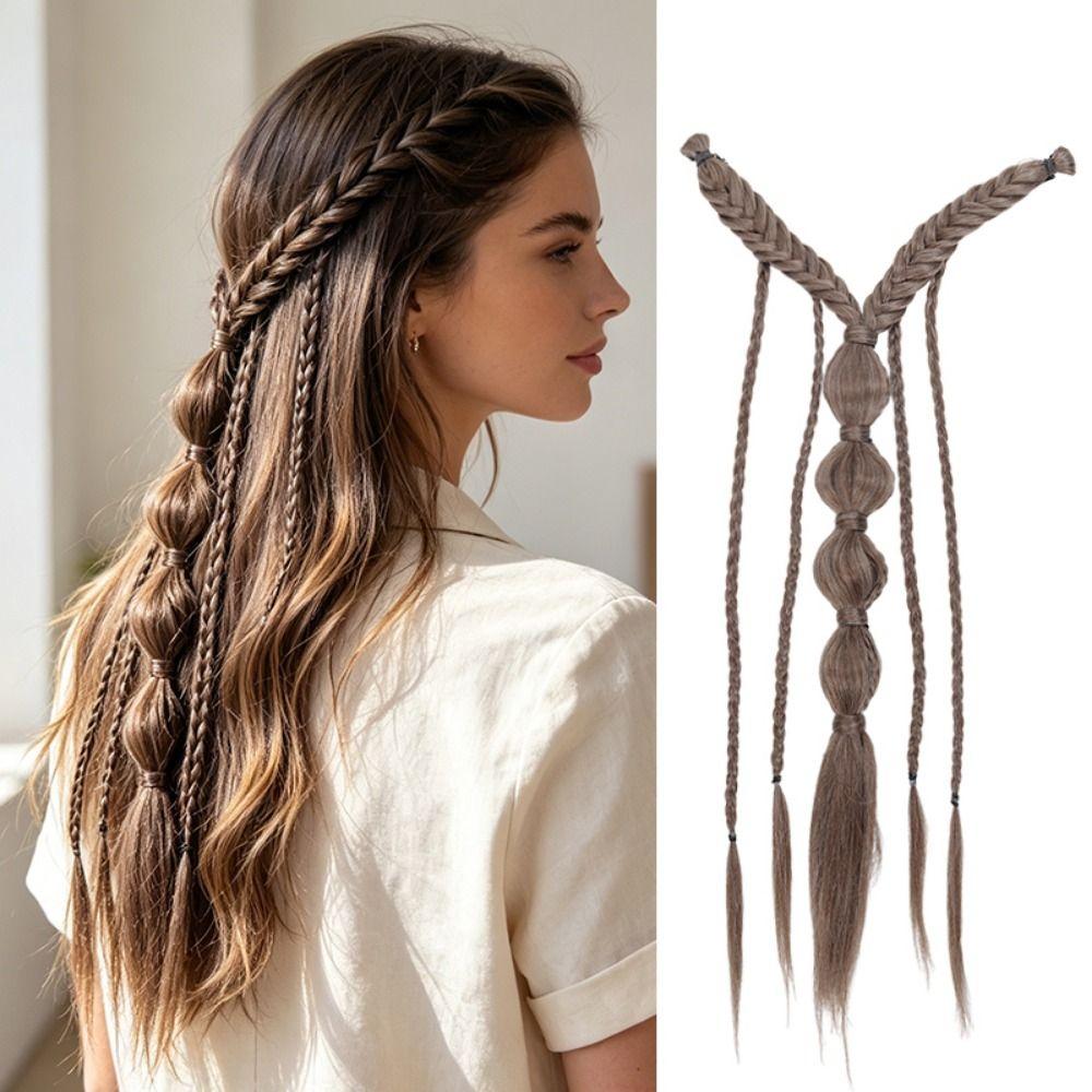 Estensioni per Capelli Clip-in Stile Bohemien 24 Pollici Trama a Mano Parrucca Accessori per Capelli