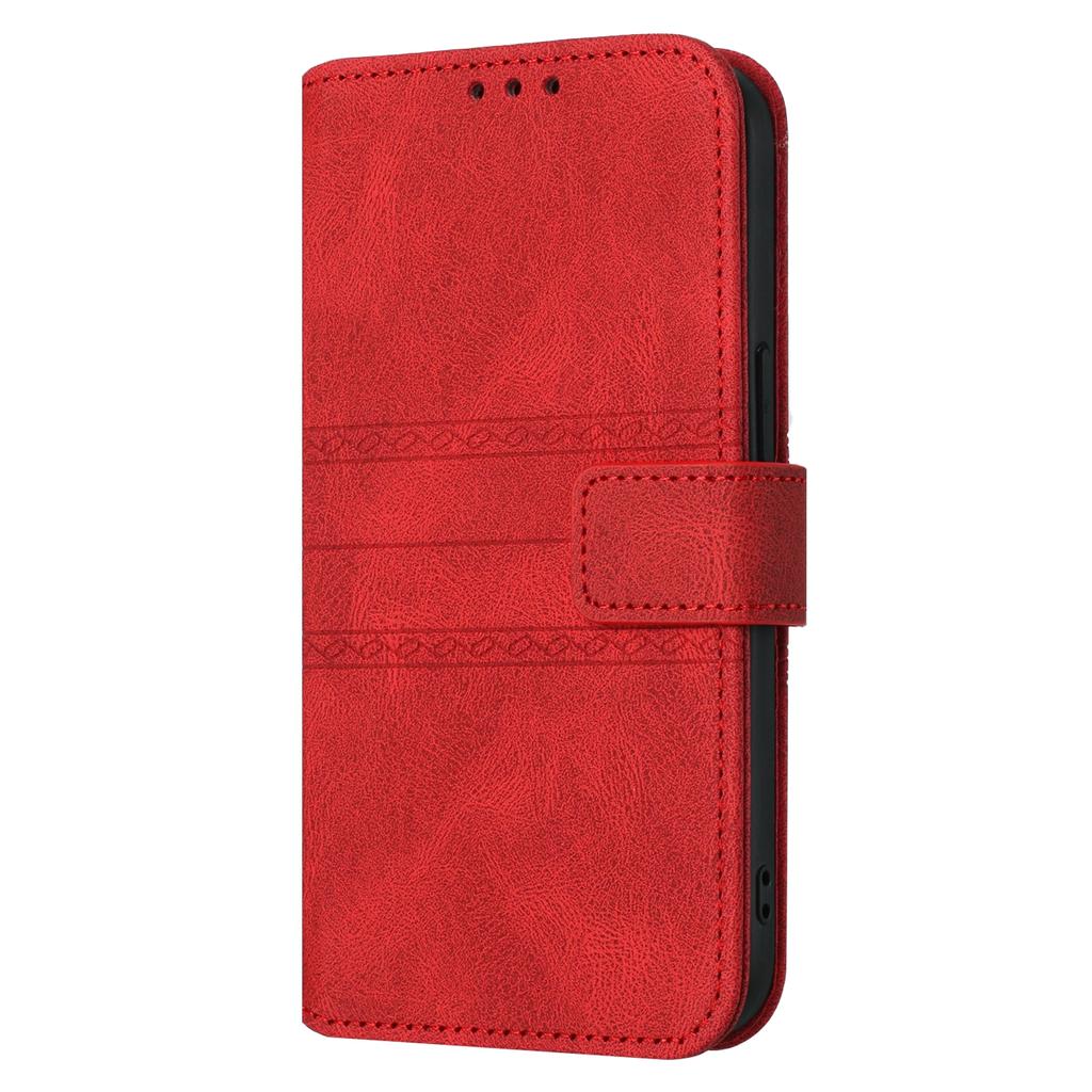 For iPhone 17 Pro Case Wallet Skin-Touch Leather Imprinted Phone Cover with Wrist Strap