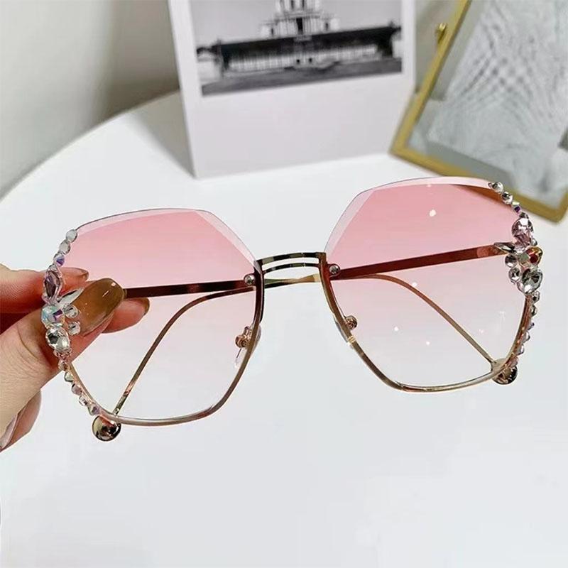 New Borderless Metal Sunglasses Women Luxury Brand Diamond UV400 Sun Glasses Gafas De Sol Fashion Eyewear