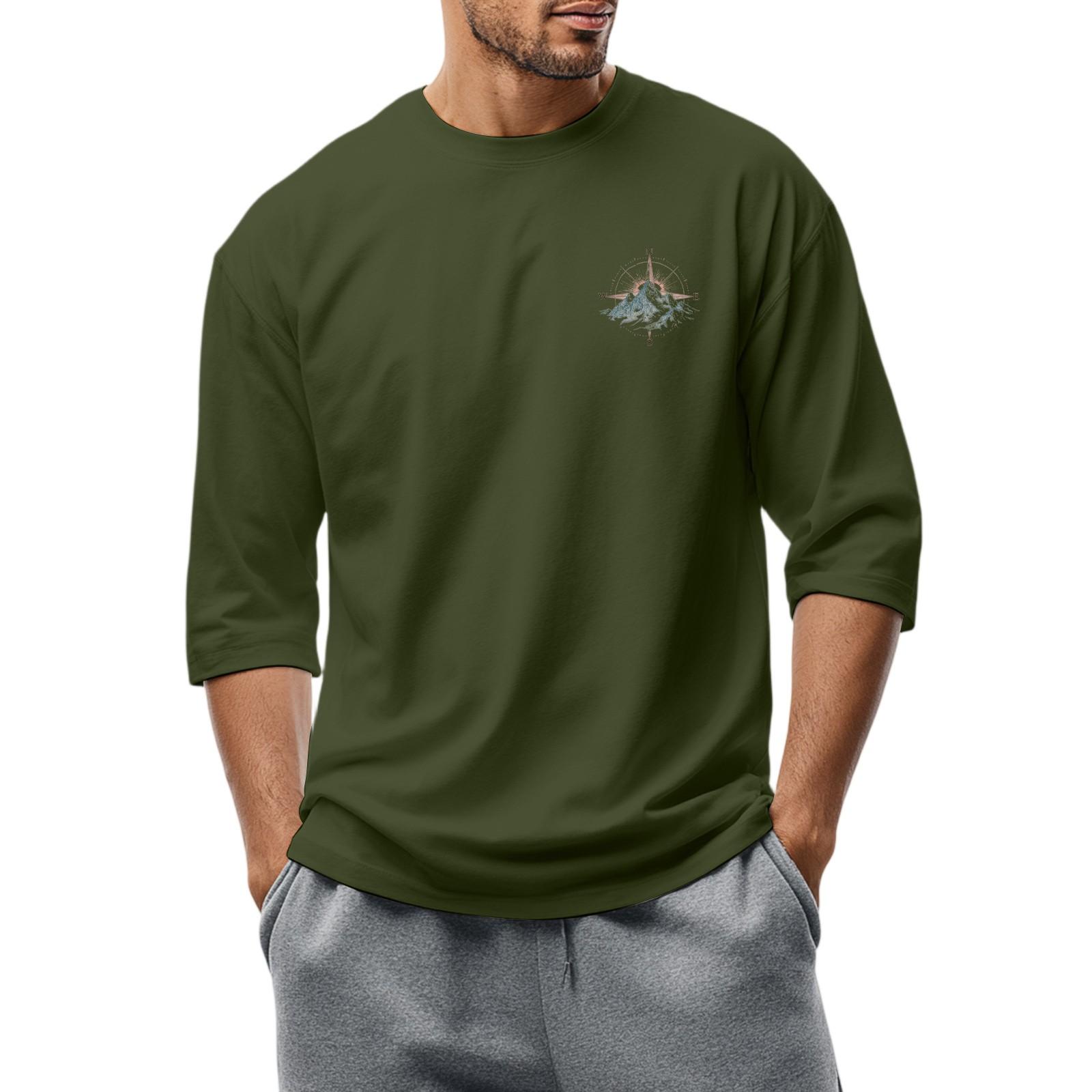 

Men S Round Neck Three-Quarters Sleeve Top Casual Fashion T-Shirt XXXL