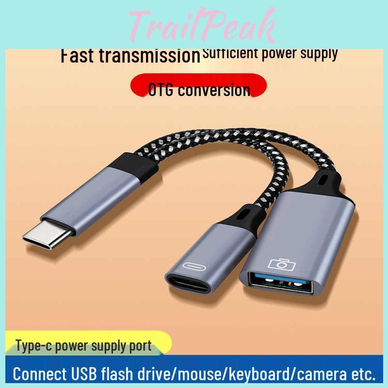 Usb Port Typec Otg Dual Adapter Charge Connect Flash Drives Read Cards Transmit Data Play Audio