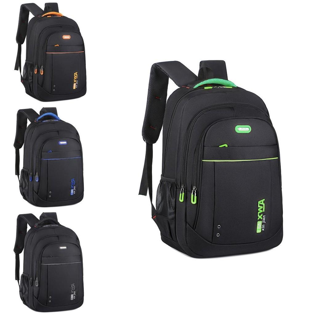 Neutral Contrasting Striped Oxford Cloth Bag Large Capacity Backpack Travel