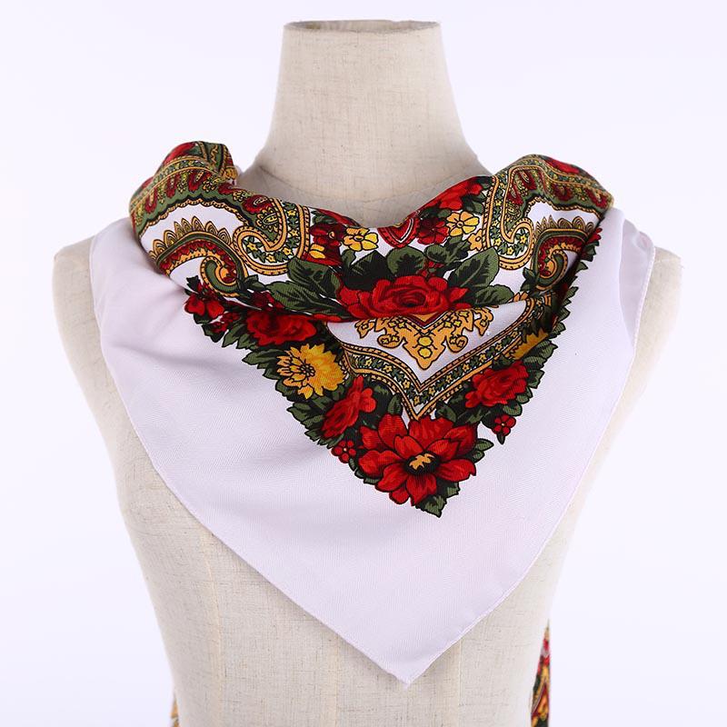 A041 Ethnic Printed Square Scarf - Winter/Autumn Headscarf Gauze