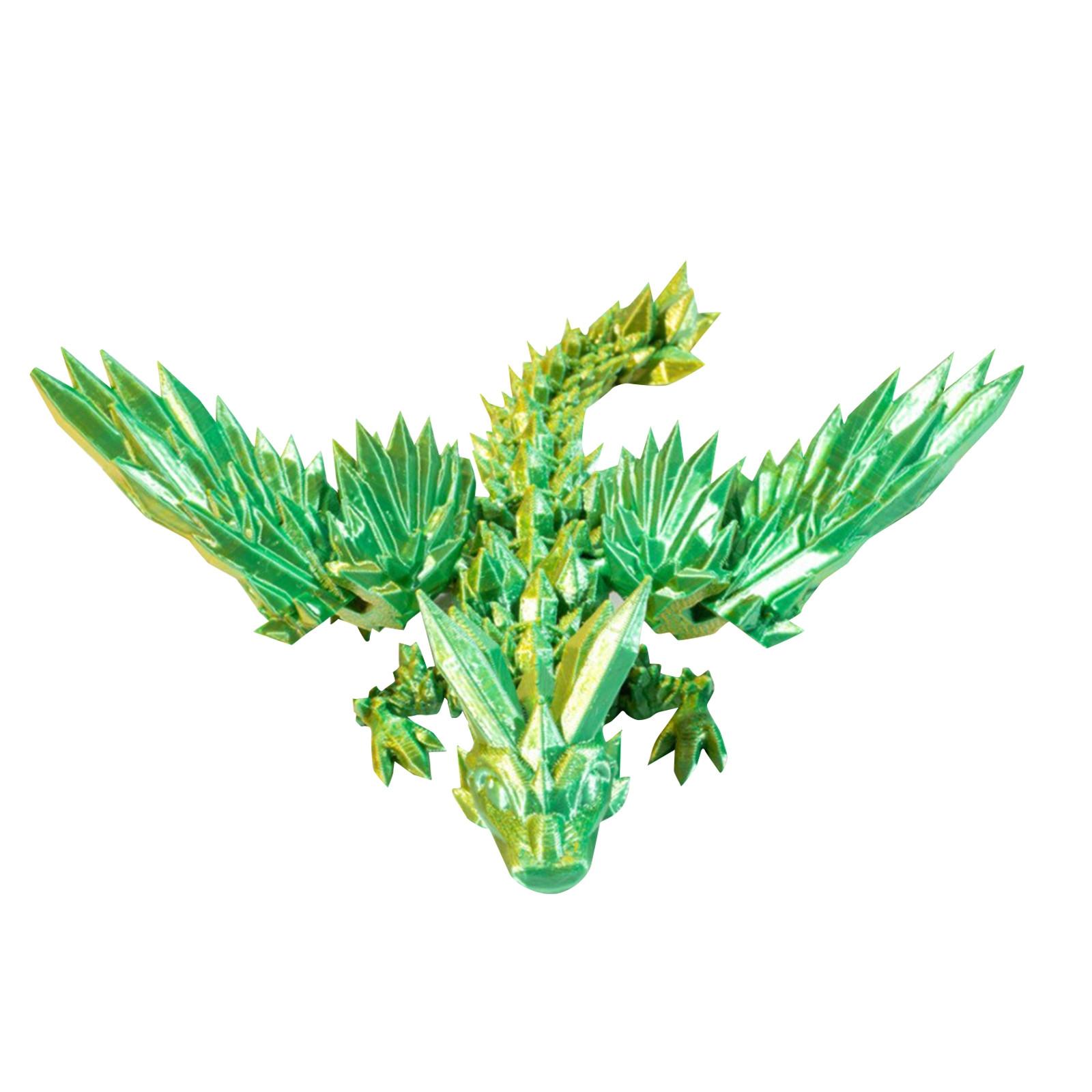 

Таинственный дракон, Дракон, напечатанный на 3D-принтере, Гибкий дракон с полностью шарнирным сочленением, Подарочная игрушка, напечатанная на 3D-принтере One Size зелёный