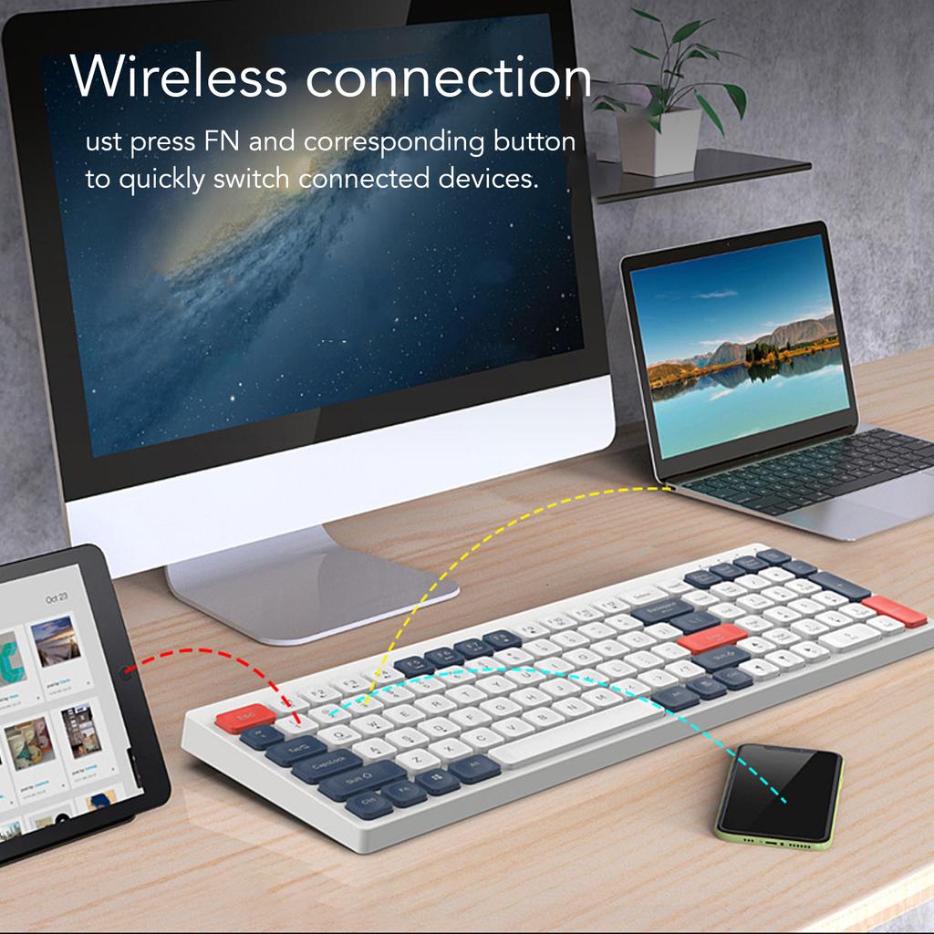 Keyboard Mouse Combo 2.4G Wireless Round Keycaps Ergonomic Type C   Keyboard and Mouse for Phone Tablet  