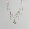 Stilvoller Sternanhänger Halskette Handgemachte Stern Perlen Halskette Niedliche Kette Halskette