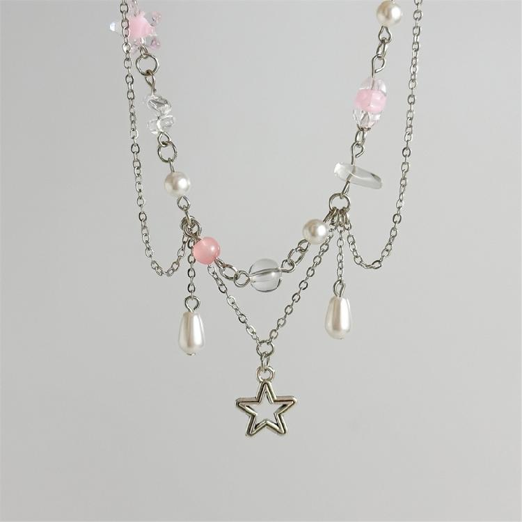 Stilvoller Sternanhänger Halskette Handgemachte Stern Perlen Halskette Niedliche Kette Halskette