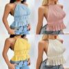 Polyester Blouse With Tie Straps For Women Summer 2025 Backless Design Elegant Style