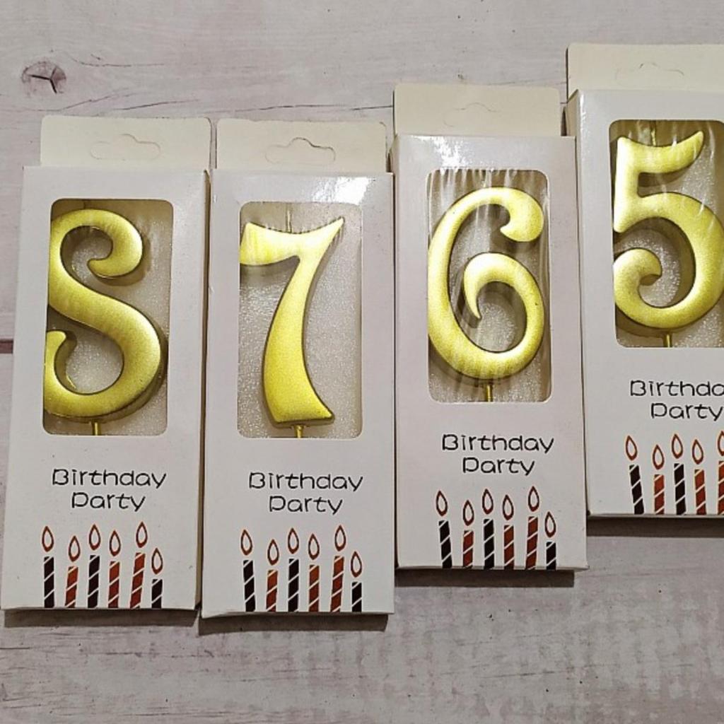 Gold Number Birthday Candles - Large Box Set for Kids' Birthday or Full Moon Party Cake Decorations (10 Boxes)