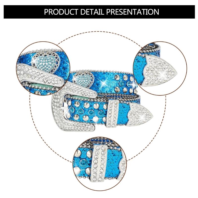 Popular Rhinestones Belt for Women Men Sequined Jeans Pants Belt Hiphop Belt for Shorts Dress Rockers Waist Accessories