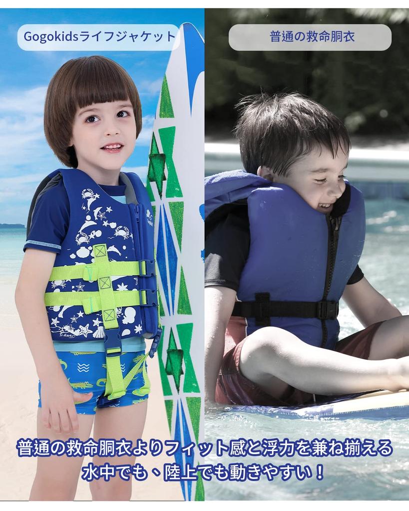Gogokids Kids' Life Jacket with Crotch Strap, Floating Vest, Buoyancy Support, Swim Vest, CE Certified, for Swimming Practice, Fishing, River Play, Wa