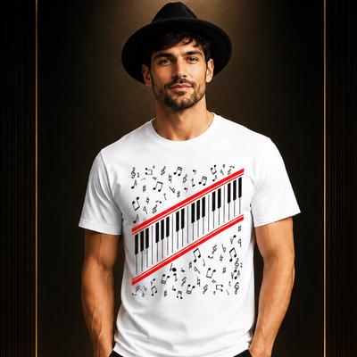 Piano Keyboard Music Notes MJ T-Shirt Musician Tee Gift Unisex Graphic Shirt