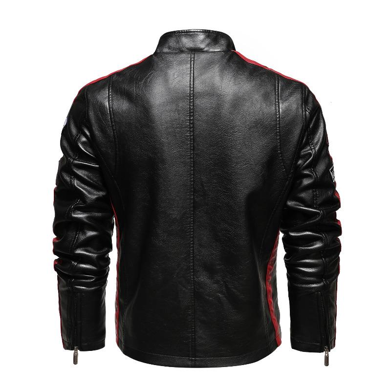 Popular Men's Locomotive Leather Jacket PU Jacket European and American Velvet Large Size Men's Jacket
