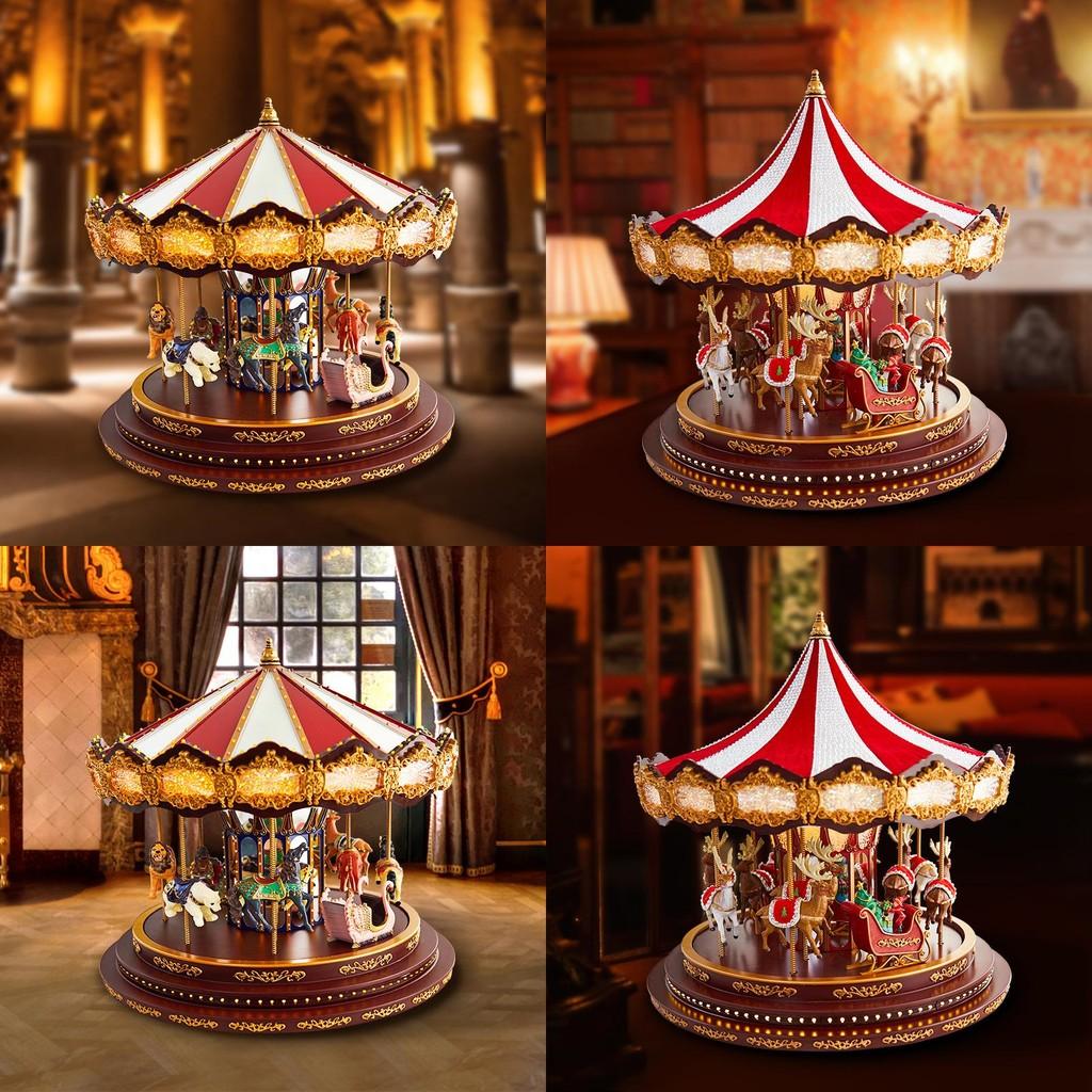 Carousel Music Christmas Box Rotating Movement Melodic Tunes Holiday Gift Toy