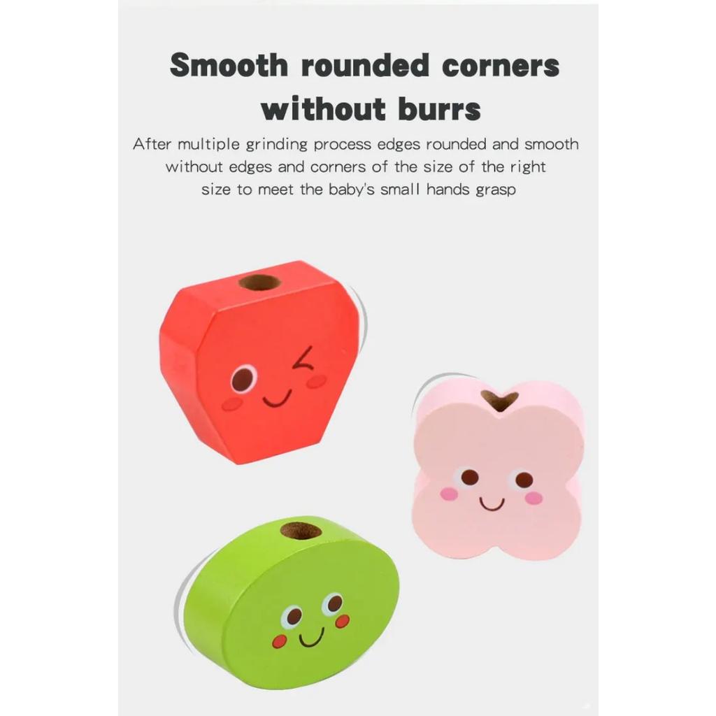 Wooden Children's Character Expression Bead Columns Colorful Sorting Toys Shape Stringing Matching Educational Building Blocks