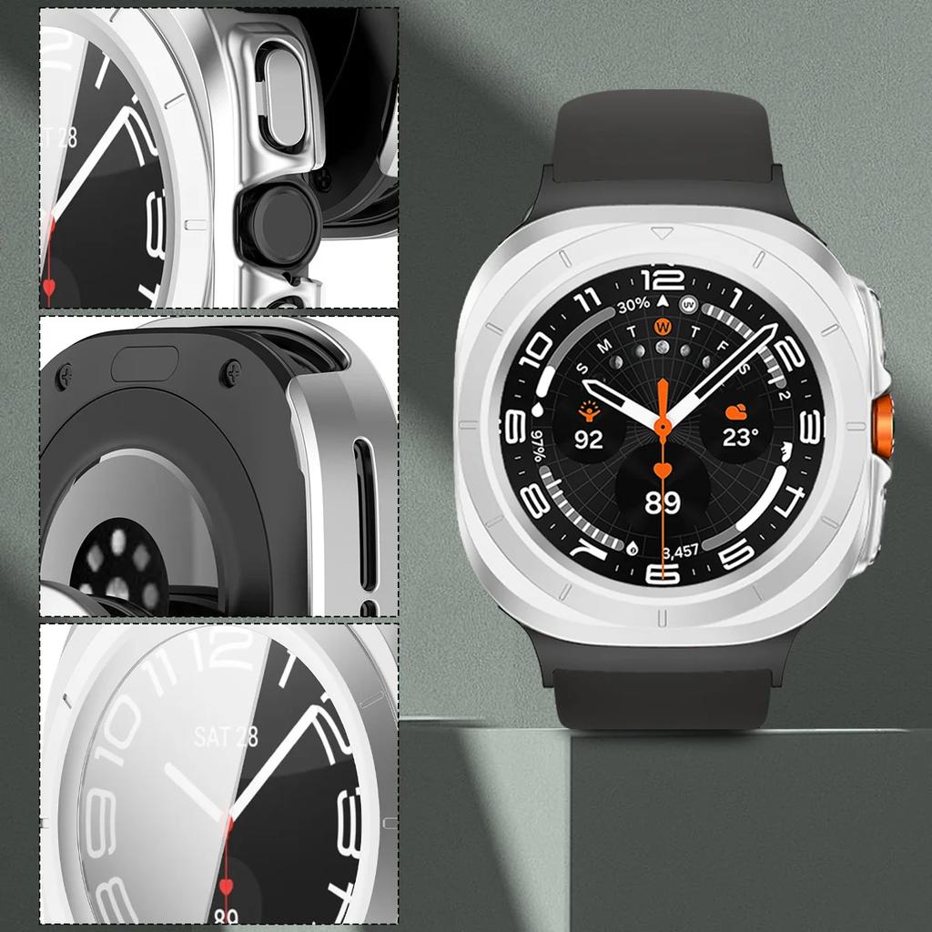Silicone Strap+Case For Samsung Galaxy Watch Ultra 47 Sport Watchband Bracelet for Galaxy Watch Ultra Tempered Glass Cover Band