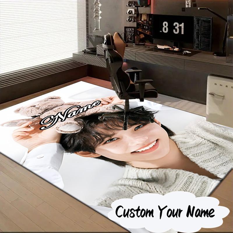 Custom Name K-pop stray Smile Carpet, Chair Rug,Area Rug for Office Bedroom living rooms bedroom, Doormat decor Christmas fan gifts