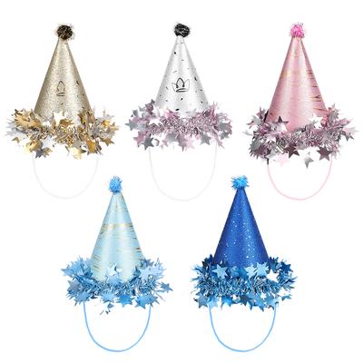 Kinder Geburtstagsparty Hut Papier Krone Kappen für 1. Jungen Mädchen Geburtstagsparty Dekoration Zubehör Foto Requisiten Gold Silber Rosa