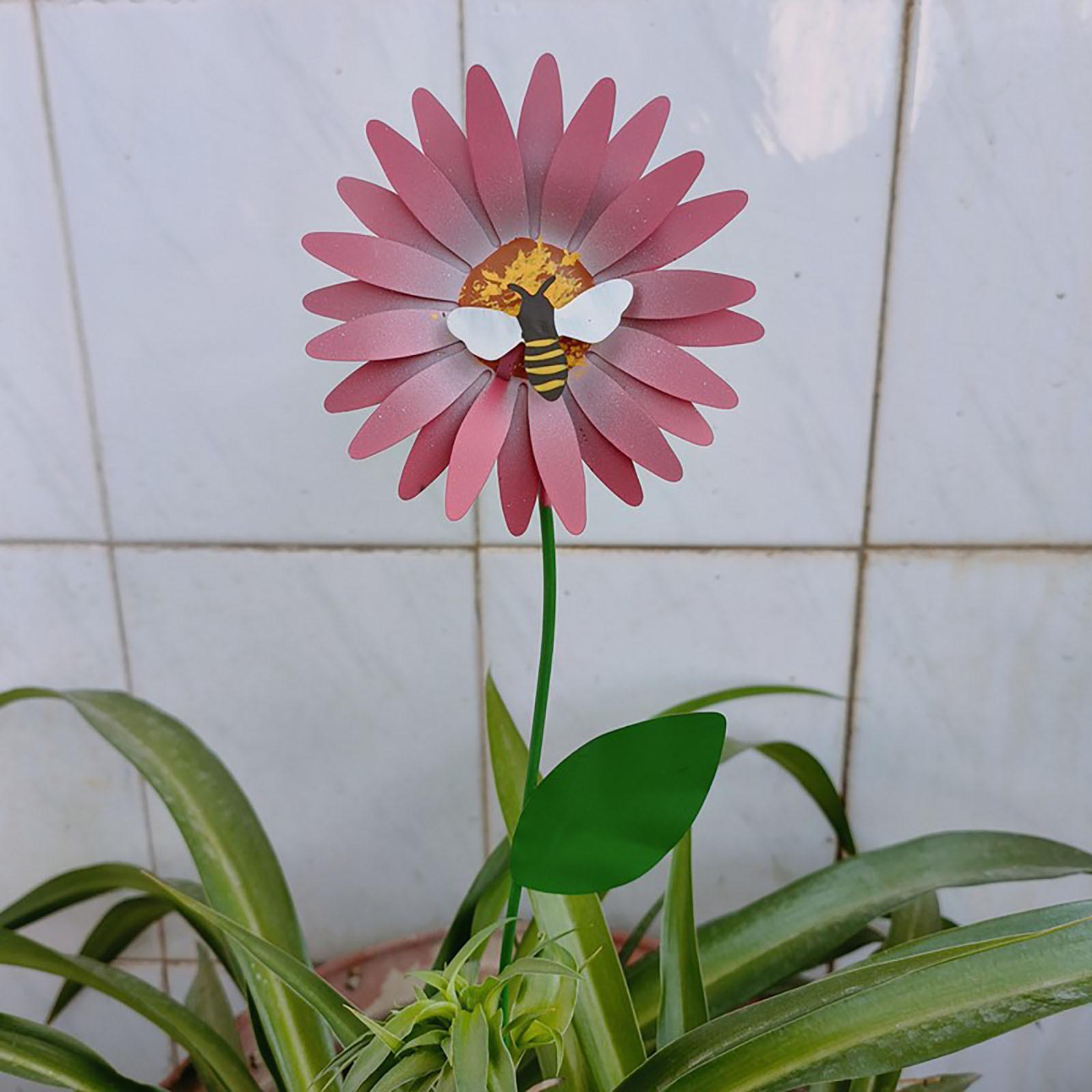 

Цветочный сад кол железный художественный орнамент горшок с подсолнечником вставка садовый декор One Size розовый