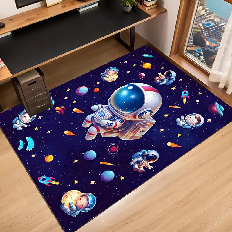 Crystal Velvet Astronaut-Themed Area Rug for Bedroom, Living Room, And Home Office Decoration, Stylish Mat for Bedside S6