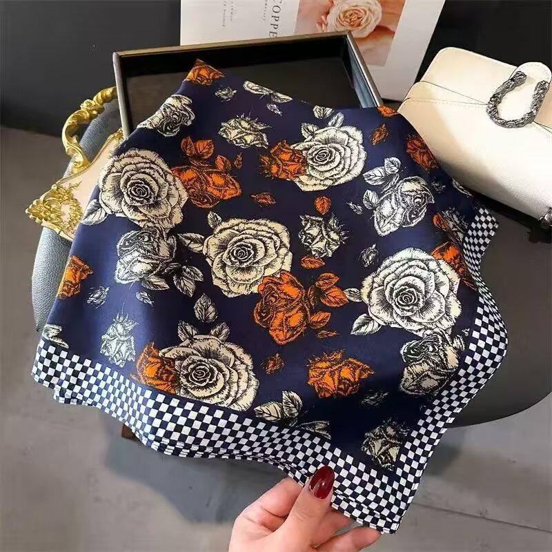 Korean 71 square scarf versatile scarf silk scarf square scarf silk scarf neck high-end printing women's red decoration