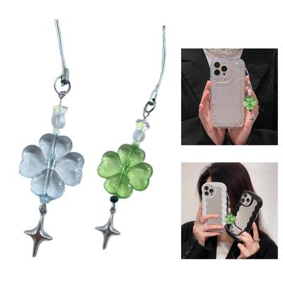 Cute Star Phone Charm Lanyard for Women Girls Fashion Beaded Flower Keyring Stylish Keychain Bag Purse Pendant