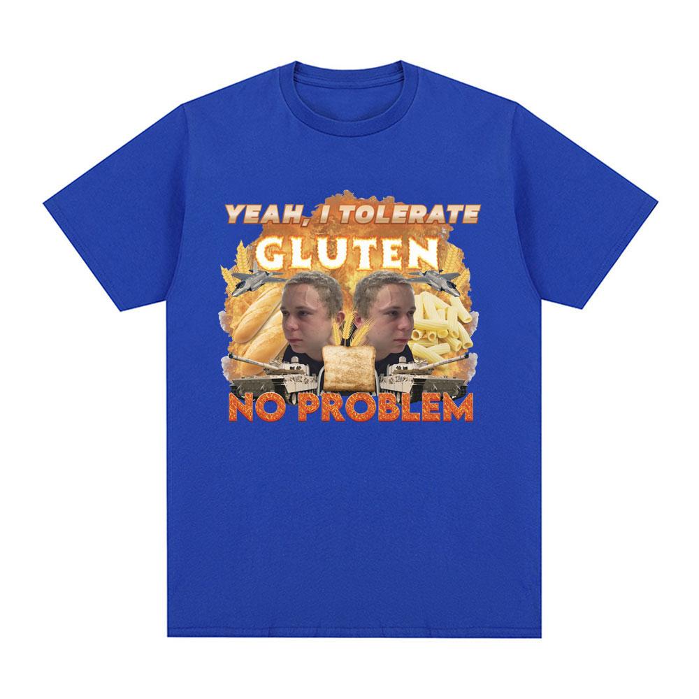 Ja, ich vertrage Gluten ohne Probleme Grafik T-Shirt Glutenintolerant Kurzarm T-Shirts 100% Baumwolle Lässige Oversized T-Shirts