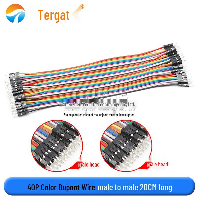 40P Color DuPont Jumper Cables - Female/Female, Male/Female, Male/Male - 10/15/20/30/40CM Lengths